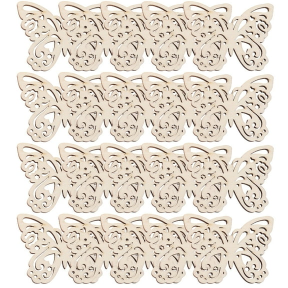DINHEAROM Blank Butterfly Cutout Wooden Golden 20Pcs 3.14X2.36X0.12In