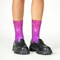 thumbnail image 4 of Honeii Purple Glitter Print Children's Colorful Socks,Unisex Kids and Toddlers' Cushioned Sock,Kids Athletic Crew Socks,for Everyday Wear and Sports, 4 of 5