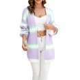 thumbnail image 1 of Diconna Women’s Plus Size Knit Cardigan Long Sleeve Contrast Color Open Front Chunky Sweater Loose Tops, 1 of 1
