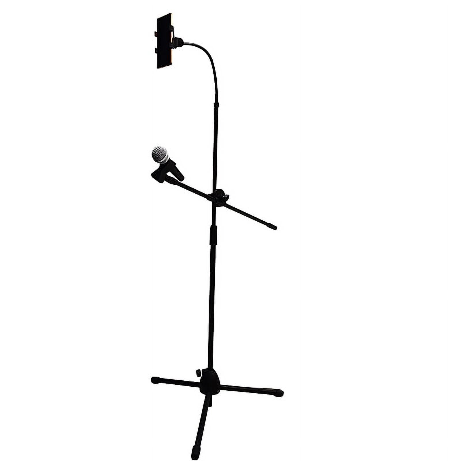 RiseBass Adjustable Mic Stand with Boom Arm & Phone Holder- Perfect for Singing, Recording, and Live Performances - Versatile Stand with Built-In Tablet/Phone Mount for Easy Lyrics Access