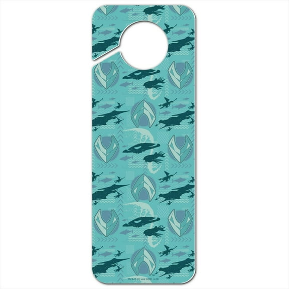 Aquaman Movie Fish and Ships Pattern Plastic Door Knob Hanger Sign