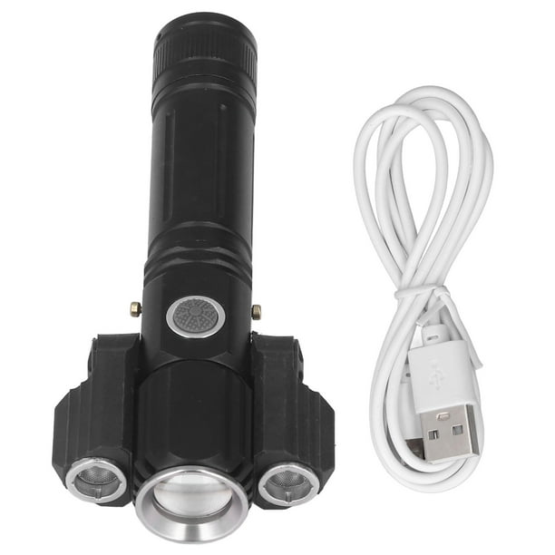 Linterna LED para exteriores, diseño de tres cabezales, portátil, impermeable, con enfoque giratorio, recargable, para ciclismo, para acampar