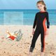 thumbnail image 4 of Traje de baño para niños de 2,5 mm para bucear, traje de baño para niños, para bucear, nadar a la deriva, borde naranja negro S, 4 of 10