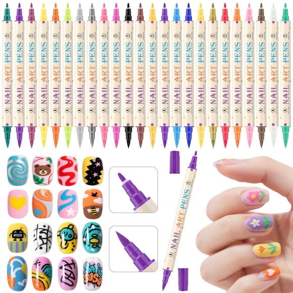 Juego de rotuladores Ponhey para decoración de uñas, 24 colores, rotuladores de pintura acrílica