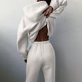 thumbnail image 6 of YUGYXL 2 Piece Activewear Outfits for Women Oversized Solid Color Hoodie Sweatshirt and Loose Sweatpants Thin Fleece Jogger Tracksuit Set Gift for Family White,L, 6 of 9