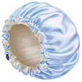 thumbnail image 1 of (Sky Blue) 1 pc sleeping hat, solid color, double layers with elastic beauty hat, portable lock, 1 of 5