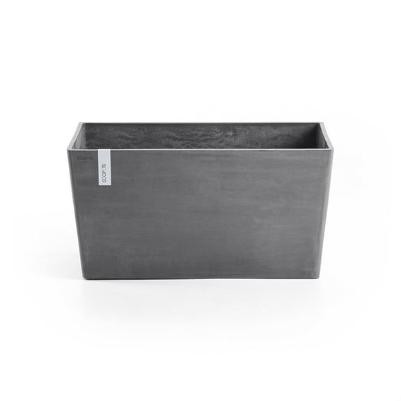 Ecopots Paris Durable Modern Rectangular Indoor/Outdoor Recycled Based Composite Flower Planter, Grey, 23.5"