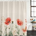 thumbnail image 3 of Elegant Poppy Waterproof Fabric Shower Curtain,Spring Florals Pastoral Watercolor Rustic Waterproof Fabric Shower Curtain for Bathroom Curtains Bathtubs Shower Curtains with 12 Hooks Stall 48x72in, 3 of 8