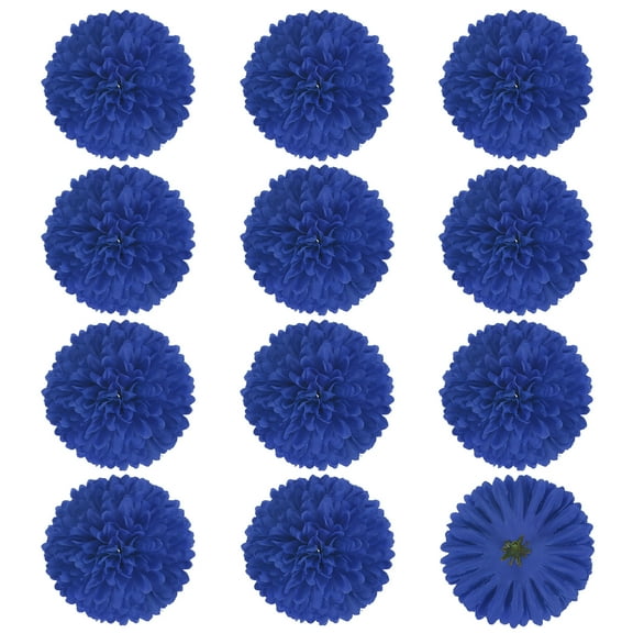 Uxcell 12-Pack Artificial Flower Heads, Fake Chrysanthemum Silk Flowers for DIY Home/Wedding/Centerpieces [Dark Blue]