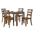 thumbnail image 2 of Benjara Diyo 5 Piece Dining Table Set, Square Top, Slatted, Natural Brown Wood, 2 of 5