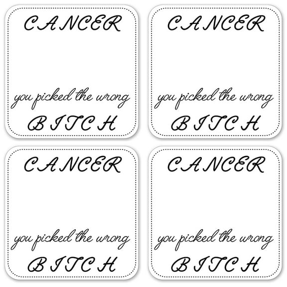 Vinyl Drink Coasters - Set of 4 - Cancer Picked the Wrong Woman