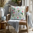 thumbnail image 6 of Tulip Floral Leaf Pillow Covers 16x16 Inch Set of 2 Spring Pink Purple Flowers Leaves Decorative Throw Pillows Seasonal Cotton Linen Pillow Cases Farmhouse Home Decor For Cushion Couch Sofa Outdoor, 6 of 6