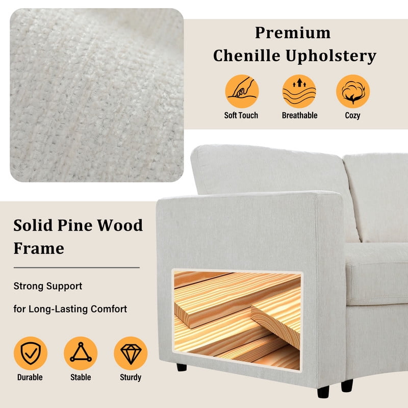 109.4'' Curved Modular Sectional Sofa, 3-4 Seat Half Moon Chenille Couch with Deep Seat, Semi Circular Accent Indoor Sofa Set