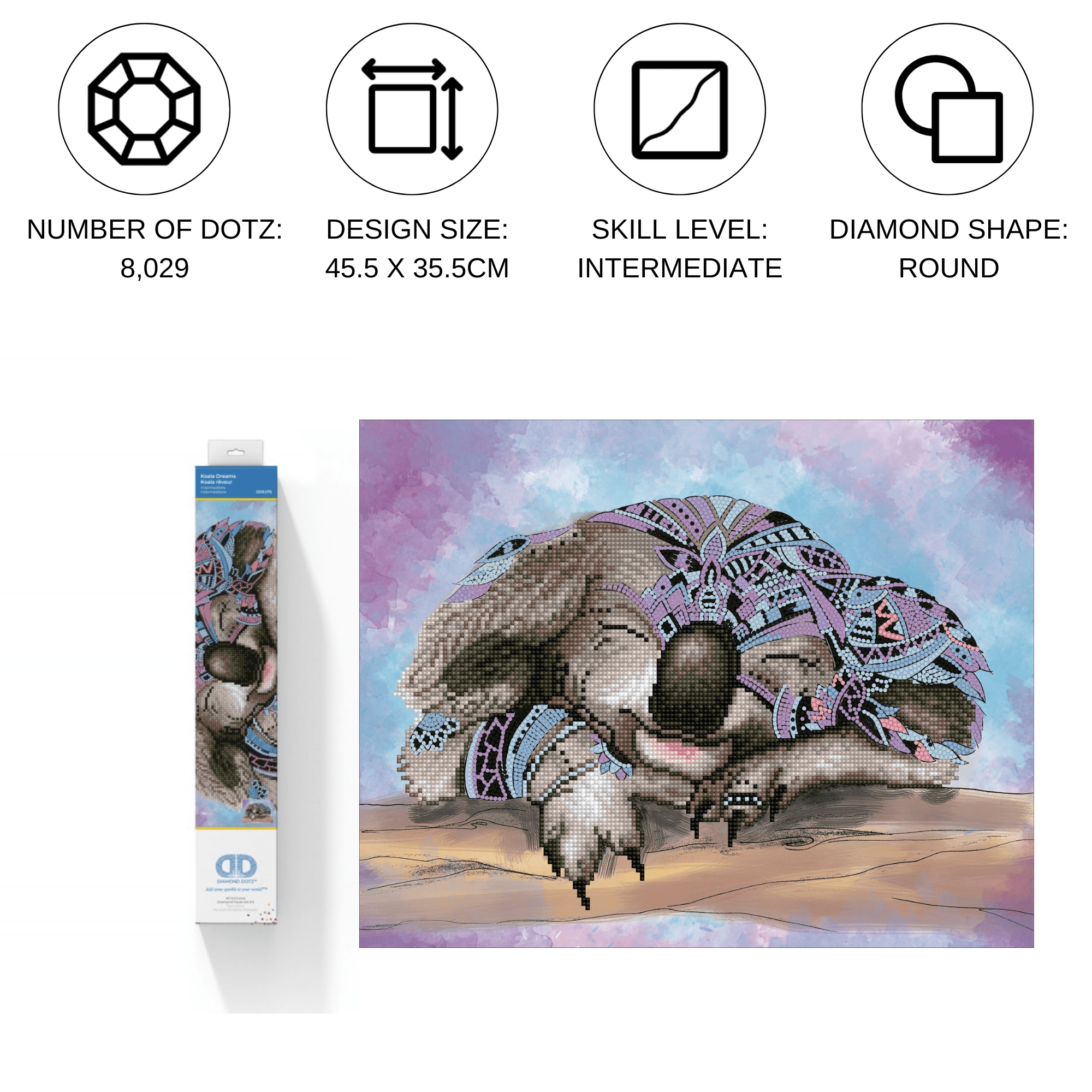 Diamond Dotz Koala Dreams Animal Diamond Painting Kits for Adults - Diamond Art Kits a Relaxing Creative Craft Kit with Dotz Gems 17.9"x14"