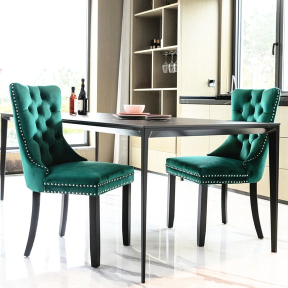Dining Chair , , With Comfortable Padding And Legs, Sw2001gn 2, Velvet Decorative Rivets, Stable