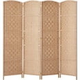 thumbnail image 6 of Rose Home Fashion Room Divider, 6 ft Tall Room Dividers and Folding Privacy Screens, 16in Privacy Screen 4 Panel Natural Space Temporary Wall Foldable Partition Separation, 6 of 7
