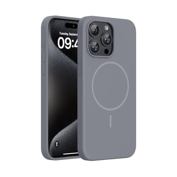 Eryueer Magnetic for iPhone 15 Pro Max Case, [Soft Anti-Scratch Microfiber Lining], Compatible with MagSafe, Liquid Silicone Case Shockproof Drop Protection Phone Case for 15 ProMax, Lavender Gray