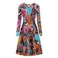 thumbnail image 5 of Renewold Women Dresses for Party Wedding Birthday Colorful Hearts Long Sleeve Knee Length Dress Valentine's Day Twirly Skater Dress A-Line Dress Size 2XL, 5 of 7