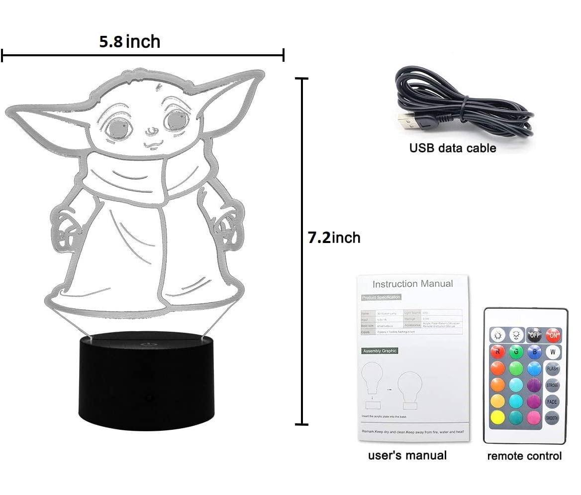JT Baby 3D Color Changing LED Night Lights, Multi Color