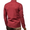 thumbnail image 3 of dmqupv Big And Tall Shirt And Casual Color Solid Linen Stand-Up Collar Long-Sleeved Mens Large Long Sleeve T Shirts Red X-Large, 3 of 5