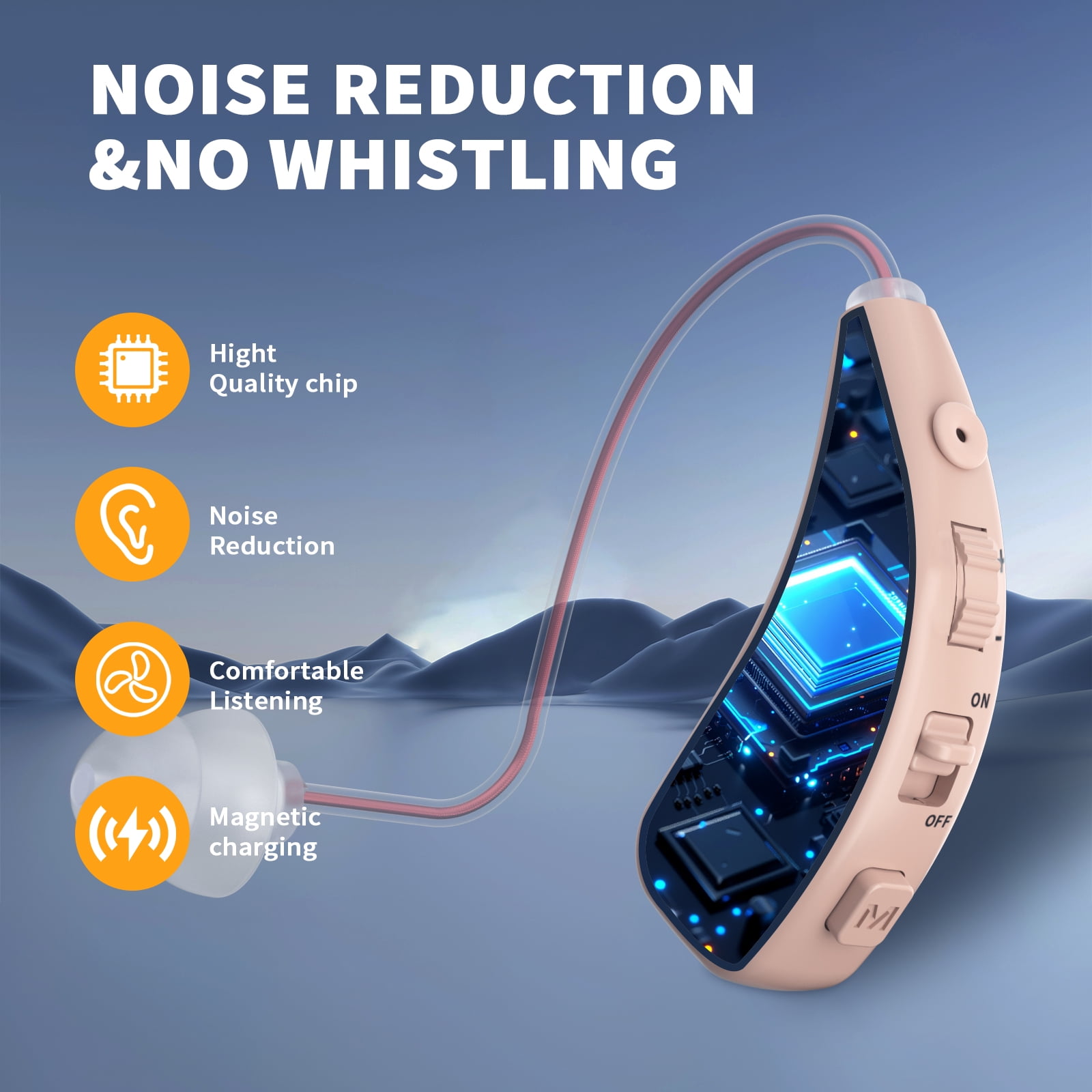 ELCTRTICI Hearing Aids for Seniors, Rechargeable Hearing Aid, VHP-1504 Binaural, Beige
