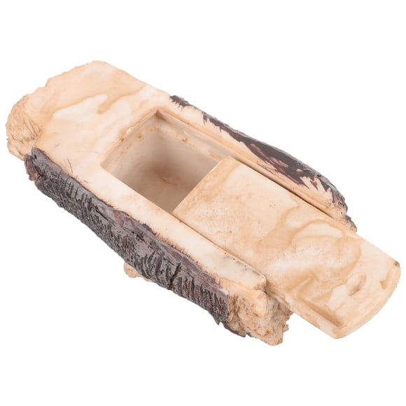 NUOLUX Caja Decorativa De Resina En Forma De Tocón Para Guardar Llave Exterior