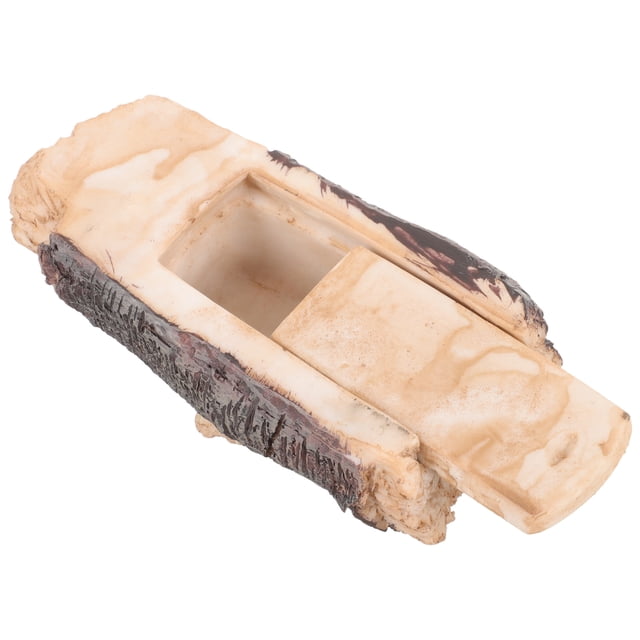 NUOLUX Caja Decorativa De Resina En Forma De Tocón Para Guardar Llave Exterior