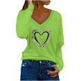 thumbnail image 1 of Pompotops Chandail T-Shirt pour Femme à Col en V Décontracté à Manches Longues avec Imprimé et Coutures « Love Sweater », 1 of 4