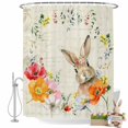 thumbnail image 2 of Easter Shower Curtain Easter Bunny Flower Shower Curtains for Bathroom Decor, Waterproof Polyester Shower Curtain Set with Hooks, Standard Size 72" x 72" Rabbit Leaves Vintage, 2 of 9