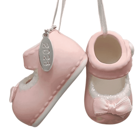 Baby Girl Ornament Baby's First Christmas Ornament Baby Booties - Pink Baby Shoe - Can Be Personalized - with Gift Box