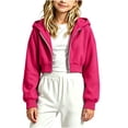 thumbnail image 4 of ShomPort Zip Up Hoodies for Girl Cropped Sweatshirts Fall Trendy Outfits Fleece Kids Little Girls Clothes 5-15 Years, 4 of 5