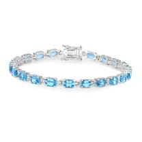 -Genuine Blue Topaz Bracelet in 925 Sterling Silver 10.71 Carats Tennis Jewelry Gift For Her