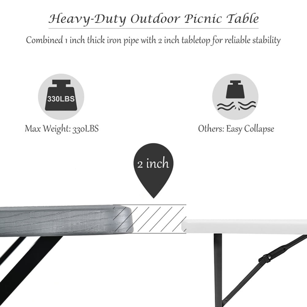 Aimee Lii Picnic Table Bench Set for Outdoor Camping, Outdoor Furniture Set, Gray Aimee Lii Picnic Table Bench Set for Outdoor Camping, Outdoor Furniture Set, Gray