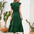 thumbnail image 4 of Women's V-Neck Cake Long Dress Layered Mid-Calf Length Tunic Dresses Elegant Maxi Dress with Ruffles Simple Solid Dresses Party Elegant Gown Dress Cocktail Dresses, 4 of 7