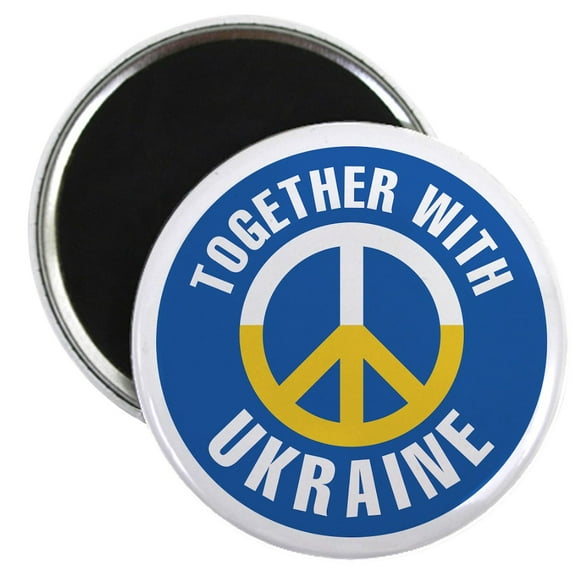 CafePress - Together With Ukraine Magnets - 2.25" Round Magnet, Refrigerator Magnet, Button Magnet Style