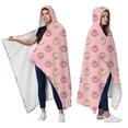 thumbnail image 2 of Wearable Blanket,Pink Cartoon Donut Unicorn Pattern Hooded Wearable Flannel Blanket for Adults & Teens,Winter Poncho Shawl Wrap Cape Cozy Anti-Pill,50"x60", 2 of 5