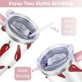 thumbnail image 5 of 40oz Cute Red Chili Stainless Steel Flip Straw Tumbler Spill Proof Travel Cup Double Wall Vacuum Insulated Coffee Mug with Top Handle, 5 of 6