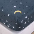 thumbnail image 1 of Protector de colchón para niños, sábana Blue Star Moon Galaxy para cama individual, cama con somier para colchón de hasta 25-30 cm, azul marino-150*200*27cm, 1 of 4