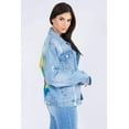 thumbnail image 3 of American Bazi Painted Back Distressed Denim Jacket Women’s Stylish Edgy Unique Design, 3 of 5