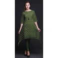 thumbnail image 4 of Bimba Green Leaf Floral Printed Tops For Women Asymmetric Kurti Summer Dress For Girls Small, 4 of 6