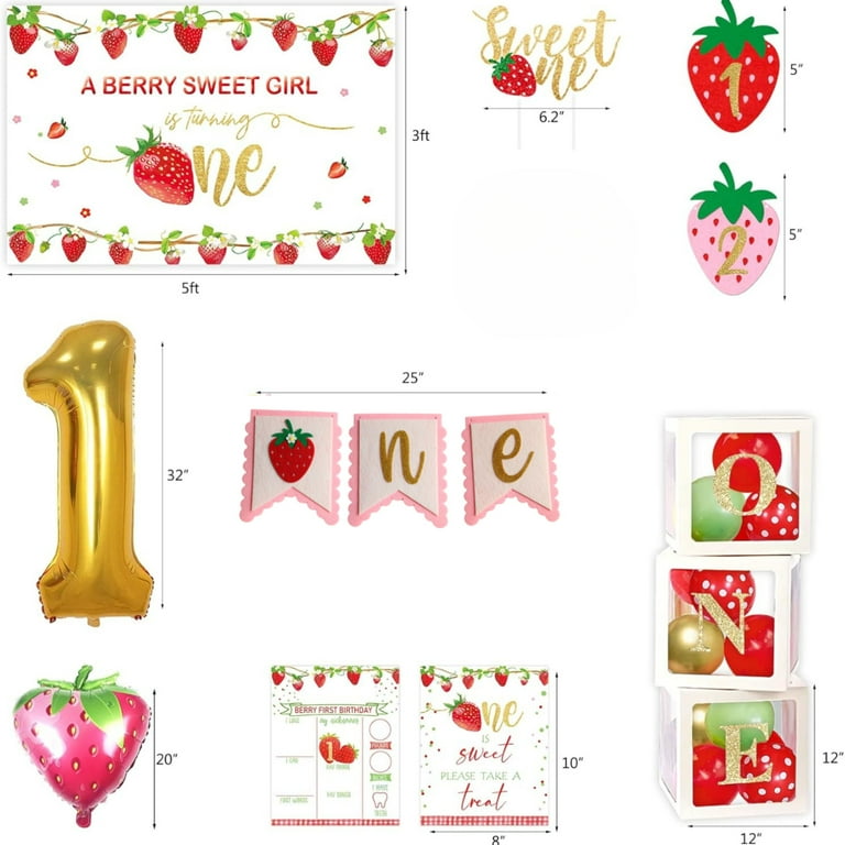 "Berry Sweet" Baby Shower & First Birthday Banner - Strawberry Themed Party Decor, Pre-Strung