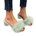 thumbnail image 2 of Casual Slides for Women Fuzzy Slippers Fluffy Sandals Furry House Shoes Indoor Outdoor Walking Shoes, 2 of 7