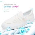 thumbnail image 2 of Obtaom Light Weight Canvas Loafers Women Boat shoes Slip on Loafers Comfortable Lace up Canvas Fishion Sneakers(White,US7), 2 of 7