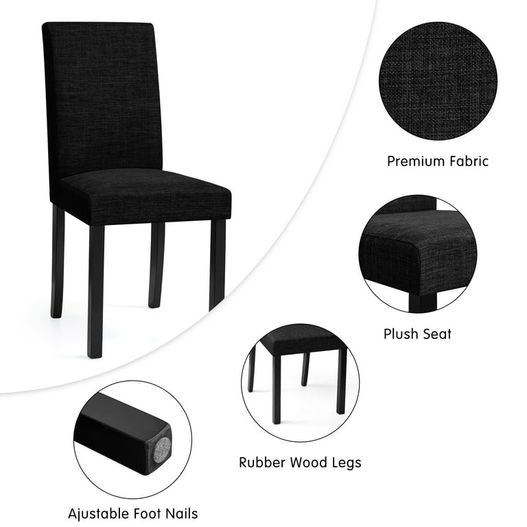 DyFun Upholstered Linen Dining Chairs, Set of 4, Black photo 5