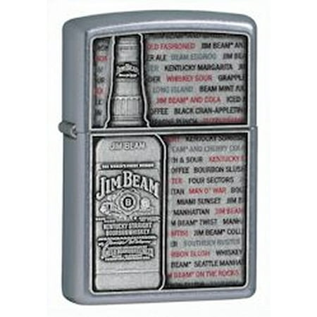 Zippo Pewter Emblem Black Crackle - Zippo Lighter Silver Jim Beam Emblem 28344