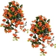 thumbnail image 2 of Nearly Natural UV-Resistant Artificial Bougainvillea Outdoor Hanging Plant - 28" - Orange - Set of 2, 2 of 9