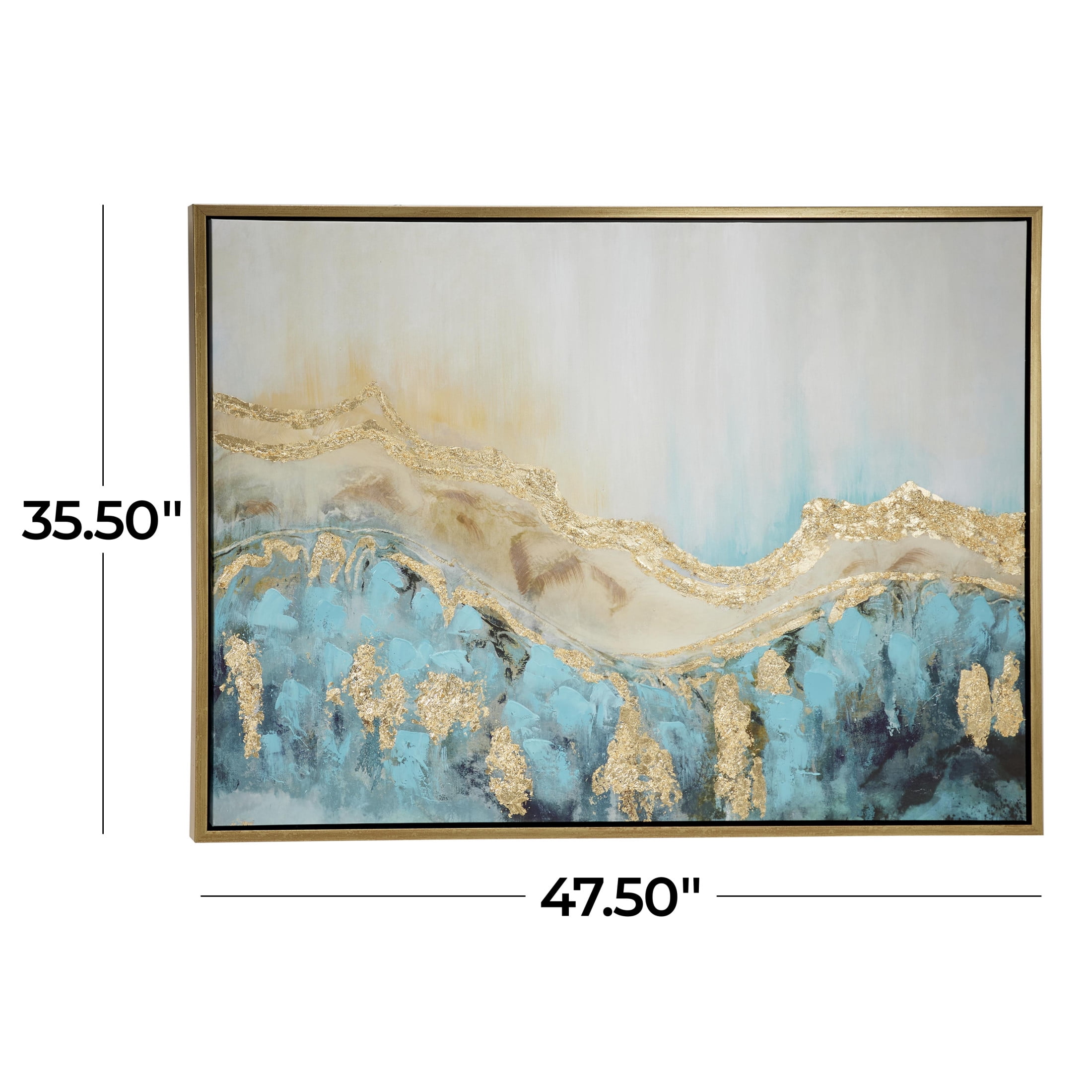 DecMode Polystone Contemporary Multi Colored Abstract Geode Patterned Framed Wall Art, 48"W x 36"H