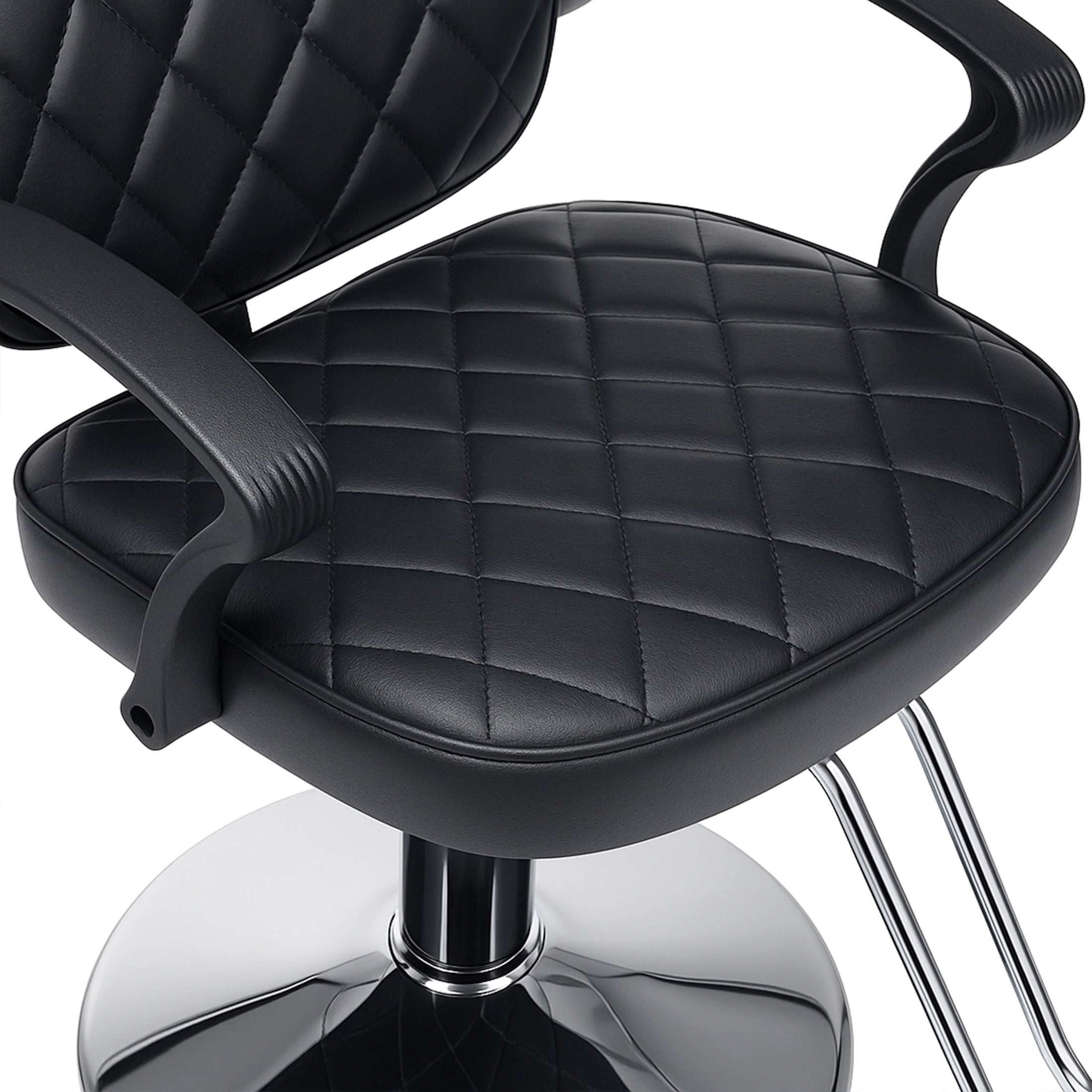 Noble House Hydraulic Salon Styling Chair, Diamond Quilted PU Leather Barber Chair, Black