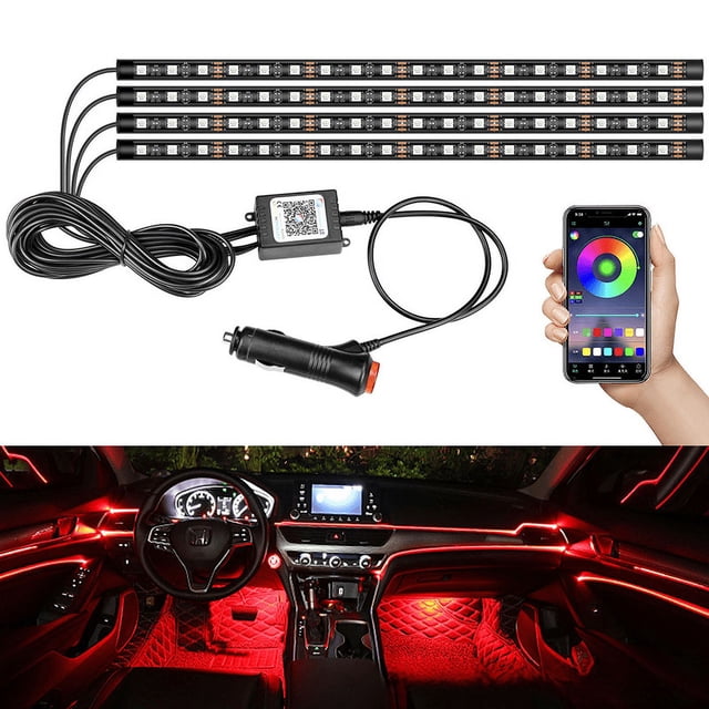 Luz de ambiente LED para automóvil, luz de control por voz para automóvil, luz de ambiente para automóvil, suministros de modificación de molduras interiores, luz de ambiente para suela de automóvil