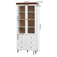 thumbnail image 5 of GZXS 78.7" Tall Storage Display Cabinet with Glass Doors, Adjustable Shelves & 6 Drawers – Freestanding Pantry Cupboard for Kitchen, Dining Room, or Living Room (White), 5 of 9